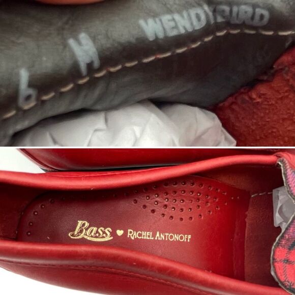 Bass x Rachel Antonoff Red Leather Wendybird Plaid Weejuns Penny Loafer Size 6 - Picture 14 of 16